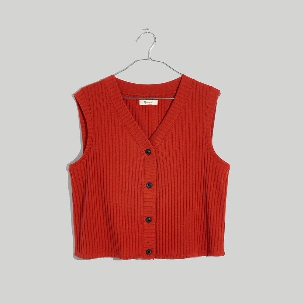 Pointelle Button-Front Crop Tank